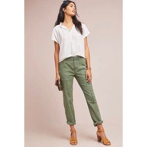 Anthropologie Green Jacquard The Wanderer Utility Pants Size 32